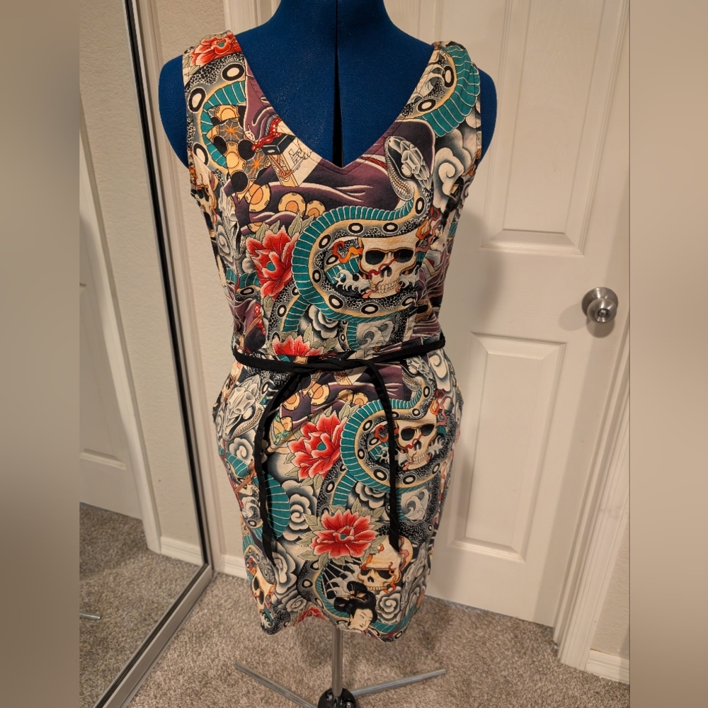 Tattoo print folter dress